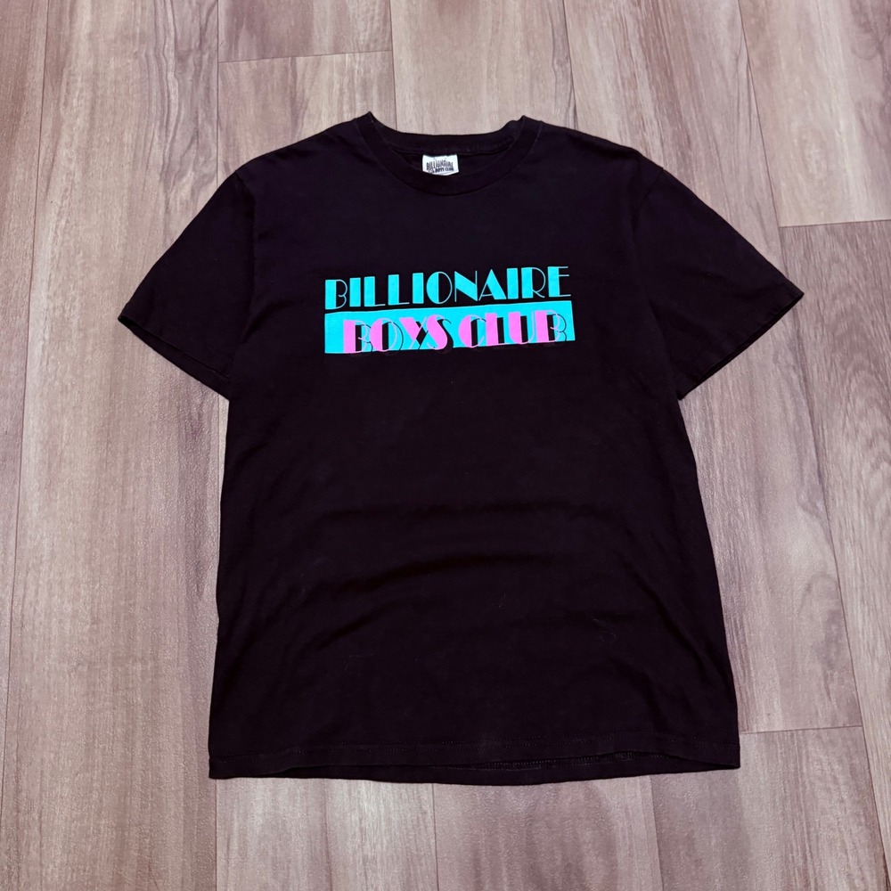 Billionaire Boys Club BBC Miami Logo Graphic T-Shirt Black Teal Pink Mens Medium
